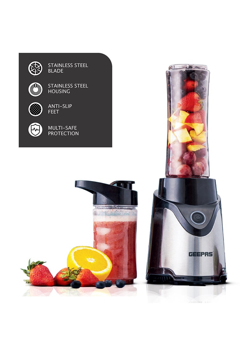 Personal Blender | Stainless Steel Blade - Safety Lock, 570ml & 400ml BPA-Free Tritan Jar, Multi- Safe Protection, Abs Plastic Housing 500 W GSB44075