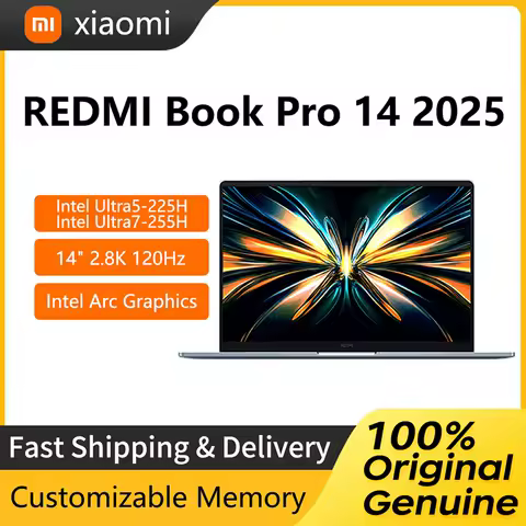 2025 Xiaomi Redmi Book Pro 14 Laptop 14 Inch 2.8K 120Hz Screen Notebook Intel Ultra 5-225H 16GB 1TB Intel Arc Graphics Netbook image 1