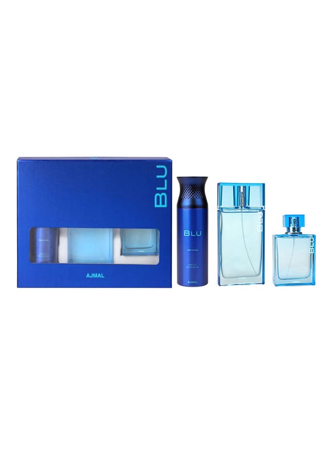 Ajmal 3-Piece Blu Gift Set Deodarant 200 Ml, Spray 90 milliliter Cologne 100ml image 3