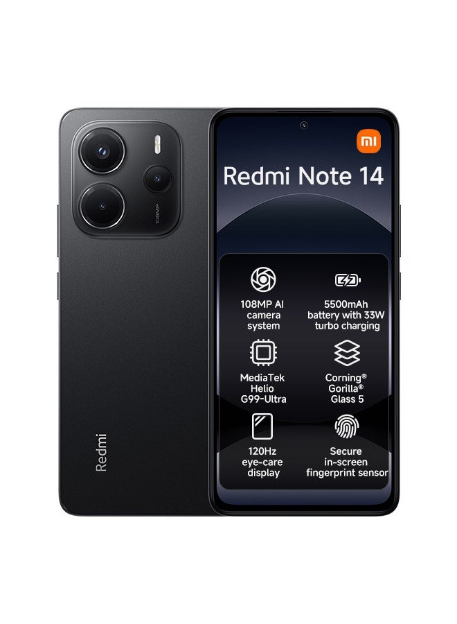 Redmi Note 14 4G Dual SIM Midnight Black 8GB RAM 256GB - Global Version image 1
