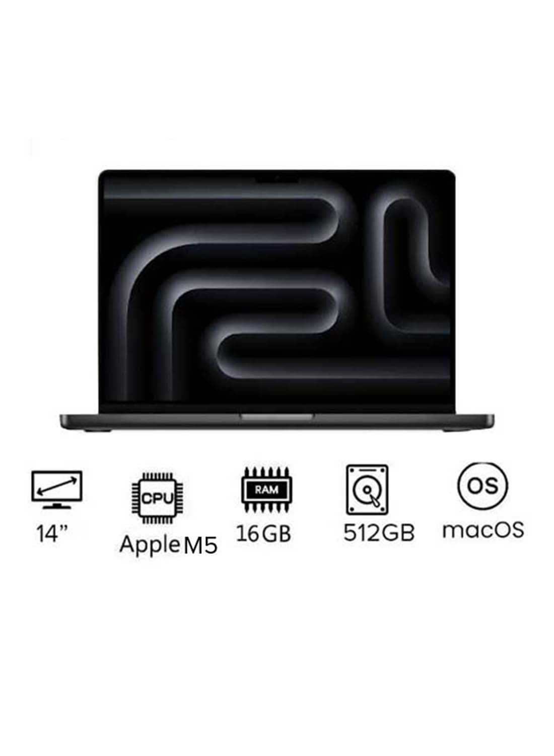 MacBook Pro MDE04 | 14 Inch Display | Apple M5 Chip | 10-Core CPU And 10-Core GPU | 16GB RAM | 512GB SSD | macOS | English Keyboard | International Version | English Space Black image 1