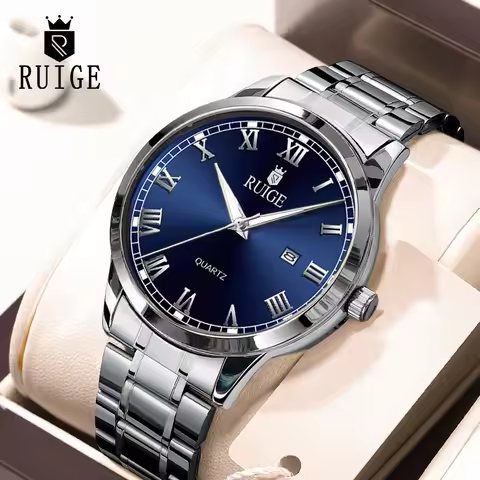 RUIGE Fashion Men's Watch Roman Scale Minimalist Men's Famous Watch Night Glow Waterproof Trendy Watch image 1