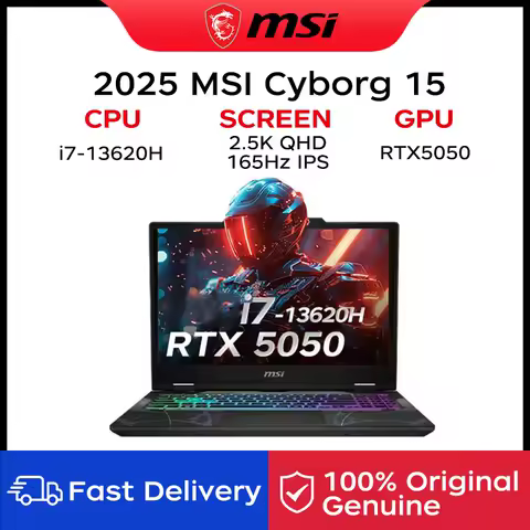 2025 MSI Cyborg 15 Gaming Laptop 15.6 Inch 2.5K QHD 165Hz IPS Screen Netbook i7-13620H 32GB 2TB RTX5050 Notebook Computer PC image 1