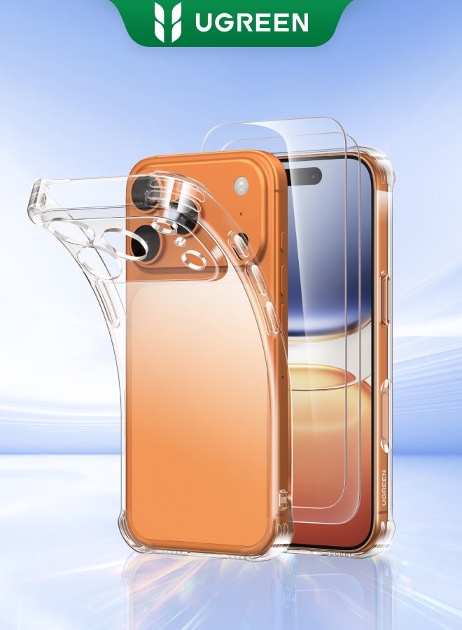 3 in 1 for iPhone 17 Pro Max Case, Built in 4 L-Arc Airbags, Military-Grade Protection, Ultra Clear, Shockproof iPhone Cover, with 2-Pack Ultra HD Scr