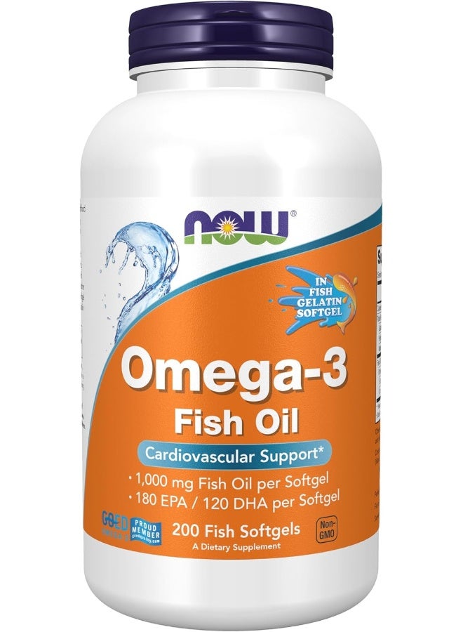Omega3 Fish Oil Cardiovascular Support 200 Fish Softgels Packaging May Vary