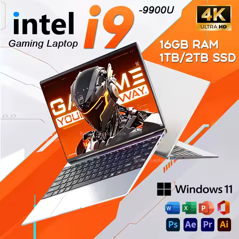14.1 inch Potrable Laptop Computer Windows 11 Pro Intel Core i9 9900U Gaming laptops 16GB RAM 4K 1TB 2TB SSD Notebook PC Gamer image 1
