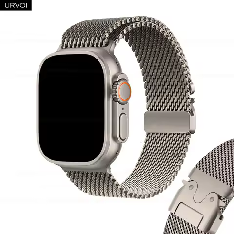 URVOI Band for Apple Watch Ultra 3 2 Series 11 10 9 8 SE stainless steel mesh strap for iWatch secure parachute buckle 46 49mm image 1