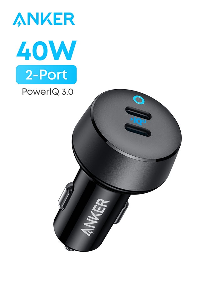 USB C Car Charger, 40W 2-Port PowerIQ 3.0 Type C Adapter, iPhone 16 Car Charger, PowerDrive III Duo with Power Delivery for iPhone 17/16/15, Samsung,
