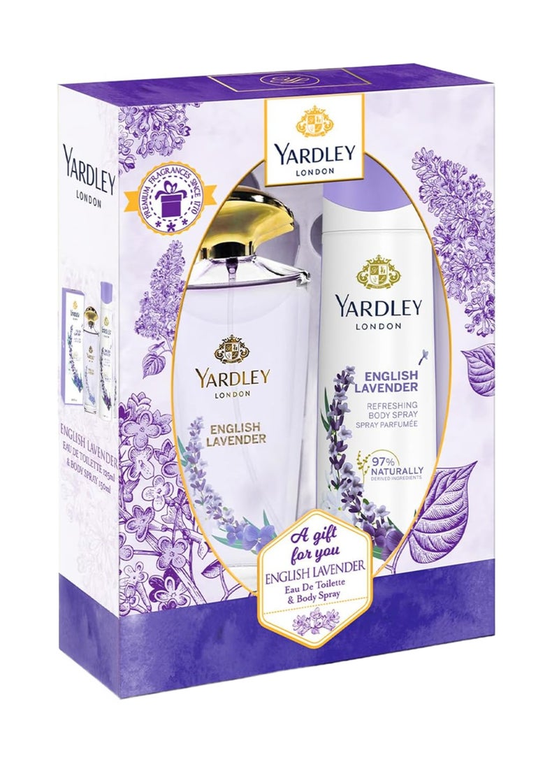 Yardley English Lavender Gift Set Eau De Toilette With Body Spray, 2 Piece Multicolour 125+150ml image 1