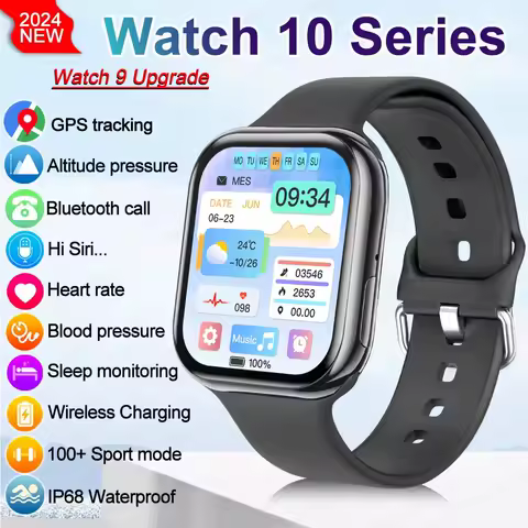 New Watch 10 Smart Watch Men Body Temperature BT Call NFC Always on Display GPS Sport Watches Women Smartwatch For Apple Android image 1