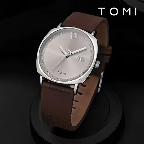 TOMI Men's Watch Minimalist Fashion Sports Watch Calendar Leather Casual Quartz Watch image 1