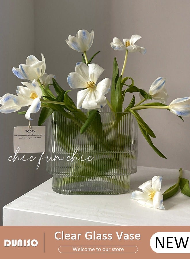 Creative Clear Glass Vase Craft Aesthetic Decorative Small Flower Vase Hydroponic Plant Desktop Ornament Modern Irregularity Vase for Flowers Rose Hom