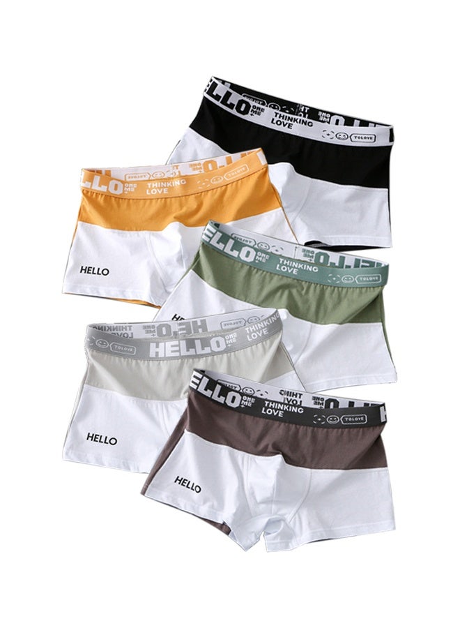 Zeemey 5 Pack Hello Men's Sort Boxer Briefs & Trunks,Breathable Stretch Cotton Moisture-Wicking Underwear,Modern Fit Low Rise image 1