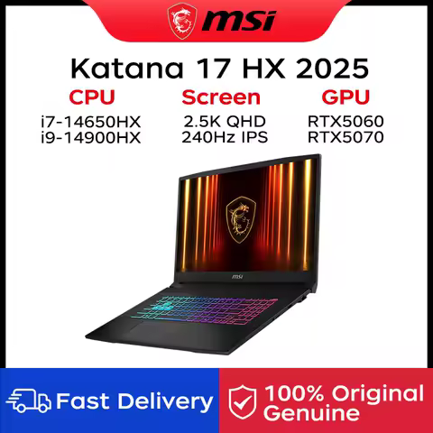 2025 MSI Katana 17 HX Gaming Laptop 17.3 Inch 2.5K QHD 240Hz IPS Screen Netbook i9-14900HX 32GB 2TB RTX5060 Notebook Computer PC image 1