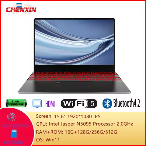 15.6inch PA156 Laptop Computer Win11 Intel N5095 16G 128G/256G/512G Notebook Netbook Backlit Keyboard WIFI HD BT4.0 USB3.0 3.0MP image 1