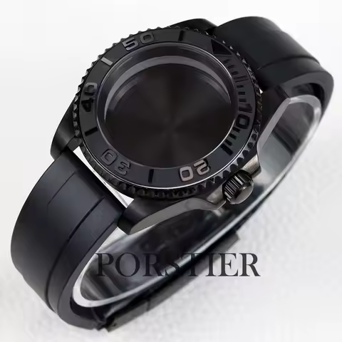 NH35 Case 40mm Black PVD Sapphire Glass for Yacht-Master Mod NH34 NH35 NH36 movmenent 28.5mm Dial Rubber Strap Waterproof 10Bar image 1