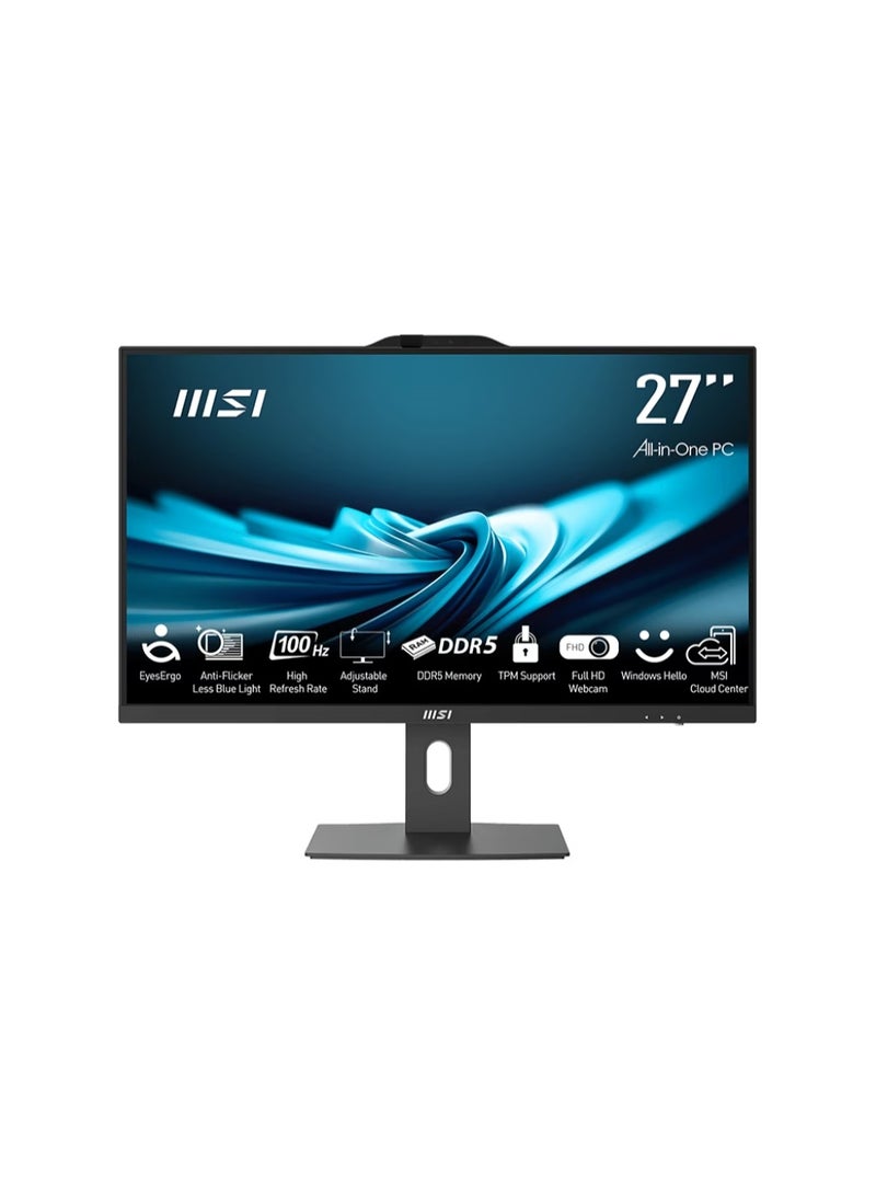 MSI PRO AP272P 14M 27" All-in-One PC – Intel i5-14400, 16GB DDR5, 512GB SSD, 27" FHD IPS 100Hz, Wi-Fi 6E, USB-C/HDMI/DP, FHD IR Webcam, Dos, Black | 9S6-AF8321-1010 image 1