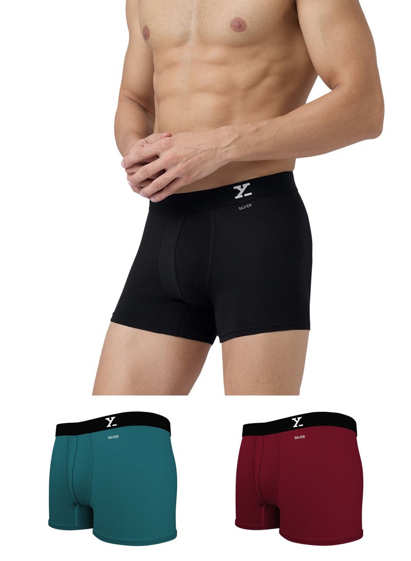 Pack of 3 Aero Anti-Bacterial Odour-Free Cotton Solid Men's Boxer Brief Shorts Stretchable Breathable Trunks Underwear image 1