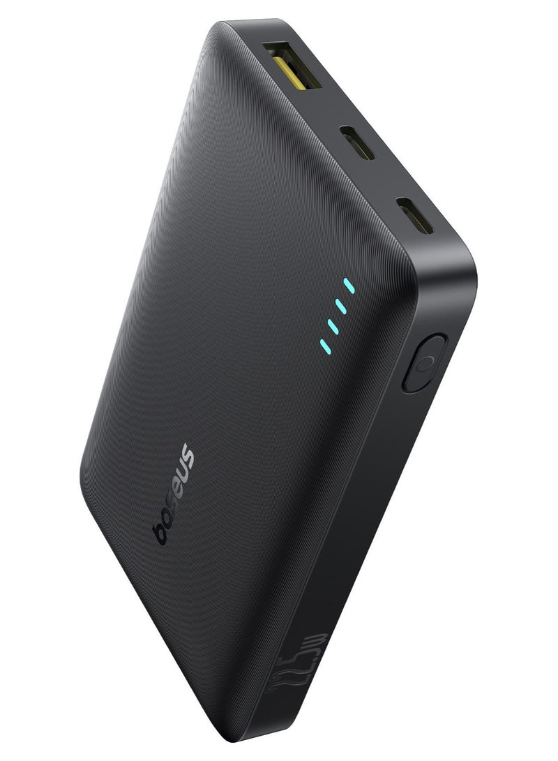 Portable Slim Power Bank – 22.5W USB-C PD Fast Charging With LED Light Indicator, Dual USB-C And USB-A Outputs, Lightweight And Airline-Approved, Comp