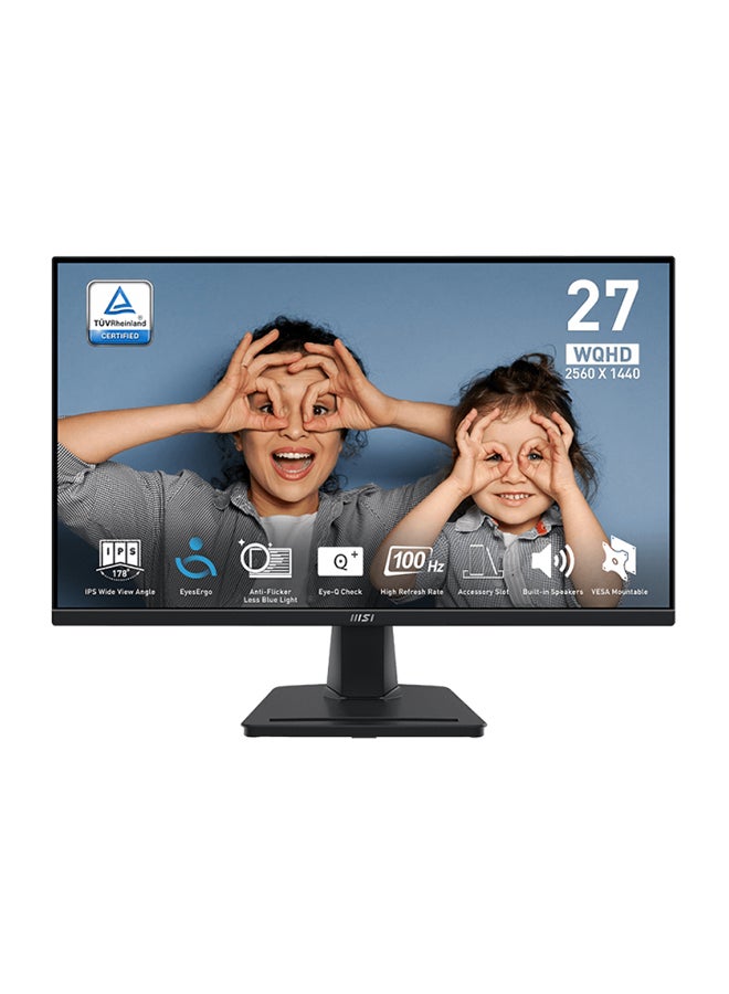 Pro MP275Q Business Productivity Monitors, 27" WQHD IPS Display, 100Hz Refresh Rate, 1ms (MPRT) Response Time, Adaptive Sync Technology, 2x 2W Speakers, 1.07B Display Color | 9S6-3PC3CM-034 Black image 1