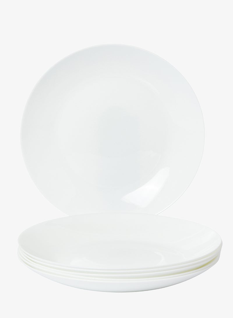 10 inch Large Dinner Plate Set of 6, Lightweight Round Opal Glass White Dinnerware Plates, Dishwasher and Microwave Safe