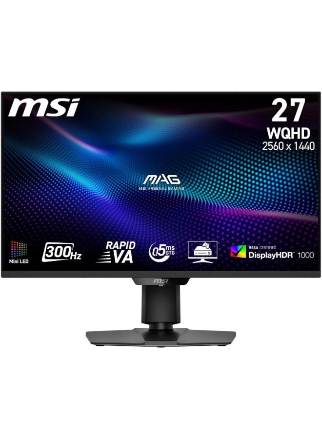 MAG 274QPF X30MV 27" Mini-LED Gaming Monitor – WQHD 2560x1440, 300Hz Refresh Rate, 0.5ms Response Time, VESA DisplayHDR 1000, 1152 Local Dimming Zones, Quantum Dot 97% DCI-P3, HDMI 2.1 & DisplayPort, Adaptive Sync, AI Gaming Features, Adjustable Stand, Black | 9S6-3CF09H-001 image 1