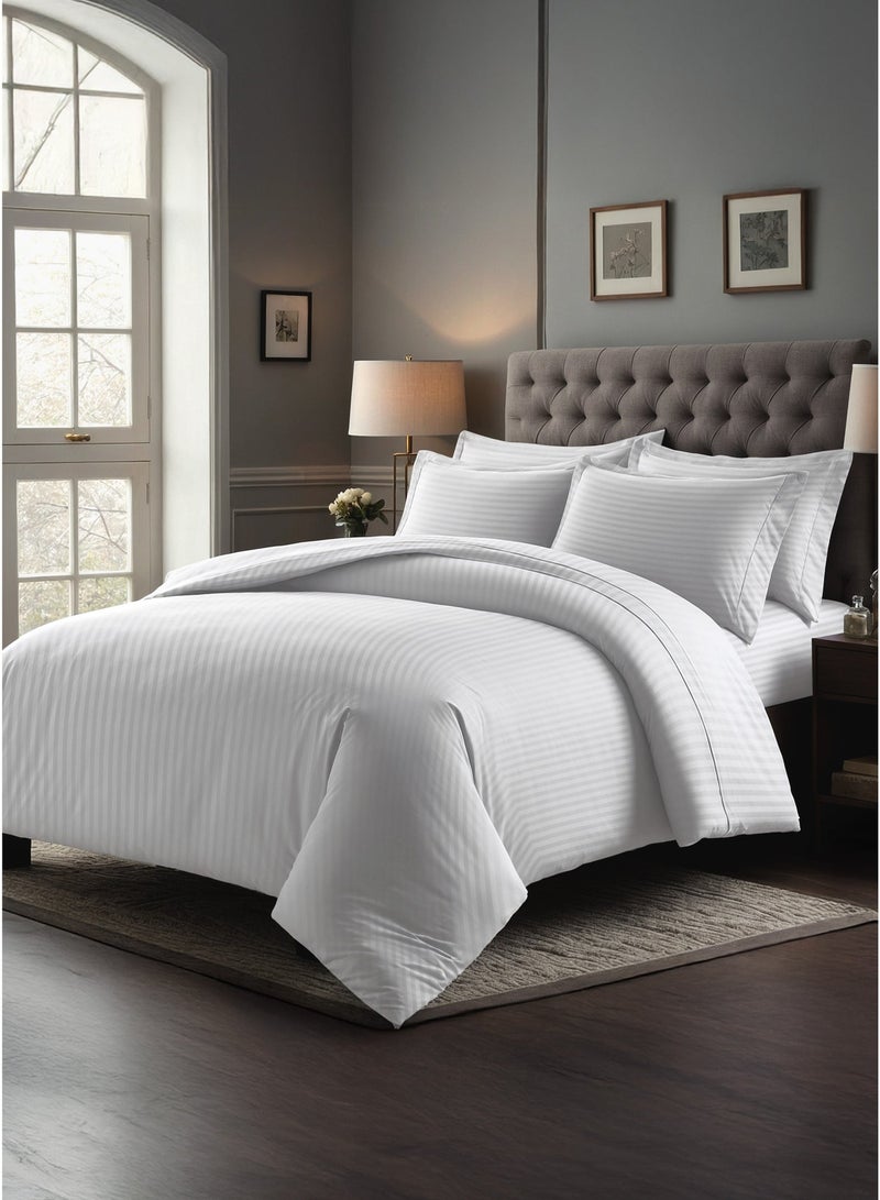 Duvet Cover Set 6-Piece – Fits King & Queen Beds | Bedsheets Set with Fitted Sheet & Pillow Covers | Premium Striped Bedding, Ultra-Soft & Wrinkle-Fre