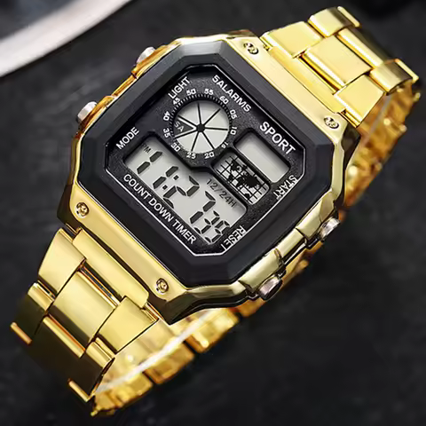 MAYZHISU Classic Men's Digital Watches Luxury Stainless Steel Strap Sport Watches Men Military Clock LED Sport Wristwatch image 1