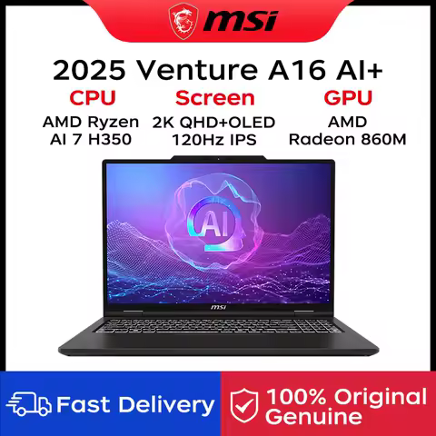 2025 MSI Venture A16 AI+ Laptop 16 Inch 2K 120Hz OLED Screen Netbook AMD Ryzen AI 7 H350 CPU 16GB 512GB AMD Radeon 860M Graphics image 1
