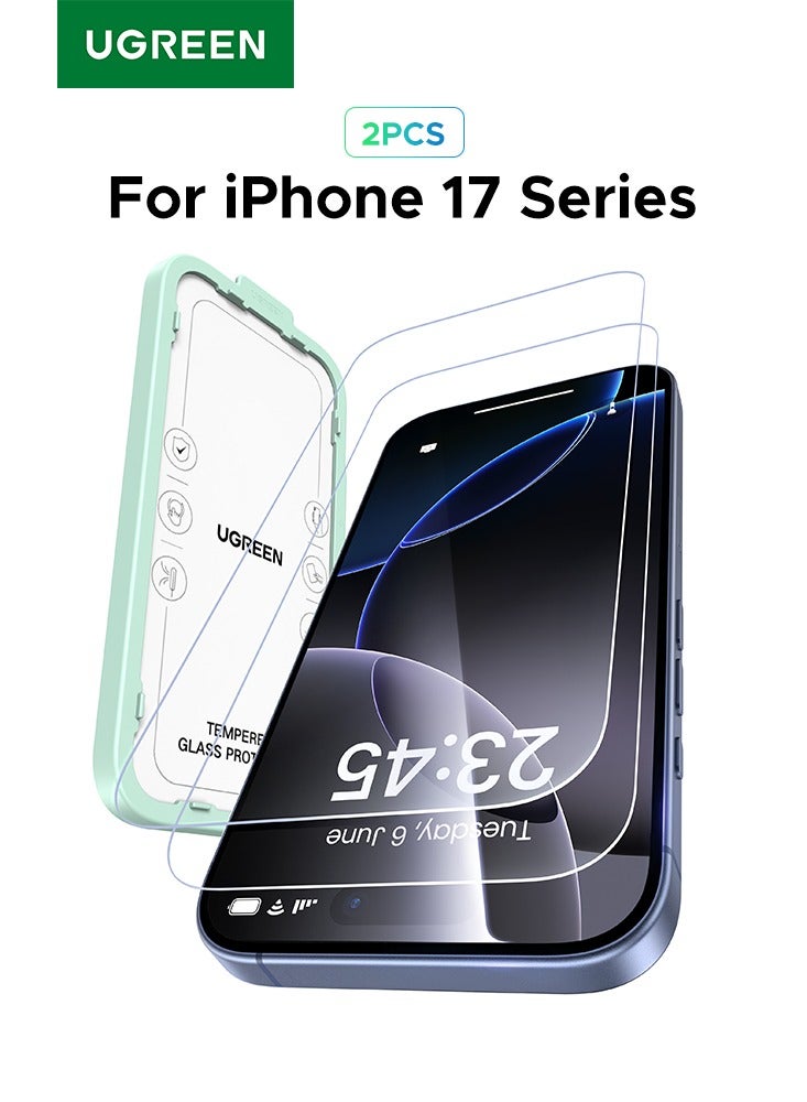 2-Pack for iPhone 17 Pro Screen Protector, 9H Hardness, Military-grade Shockproof, Ultra HD Clear Tempered-Glass with Easy Installation Tool, Anti-Fin