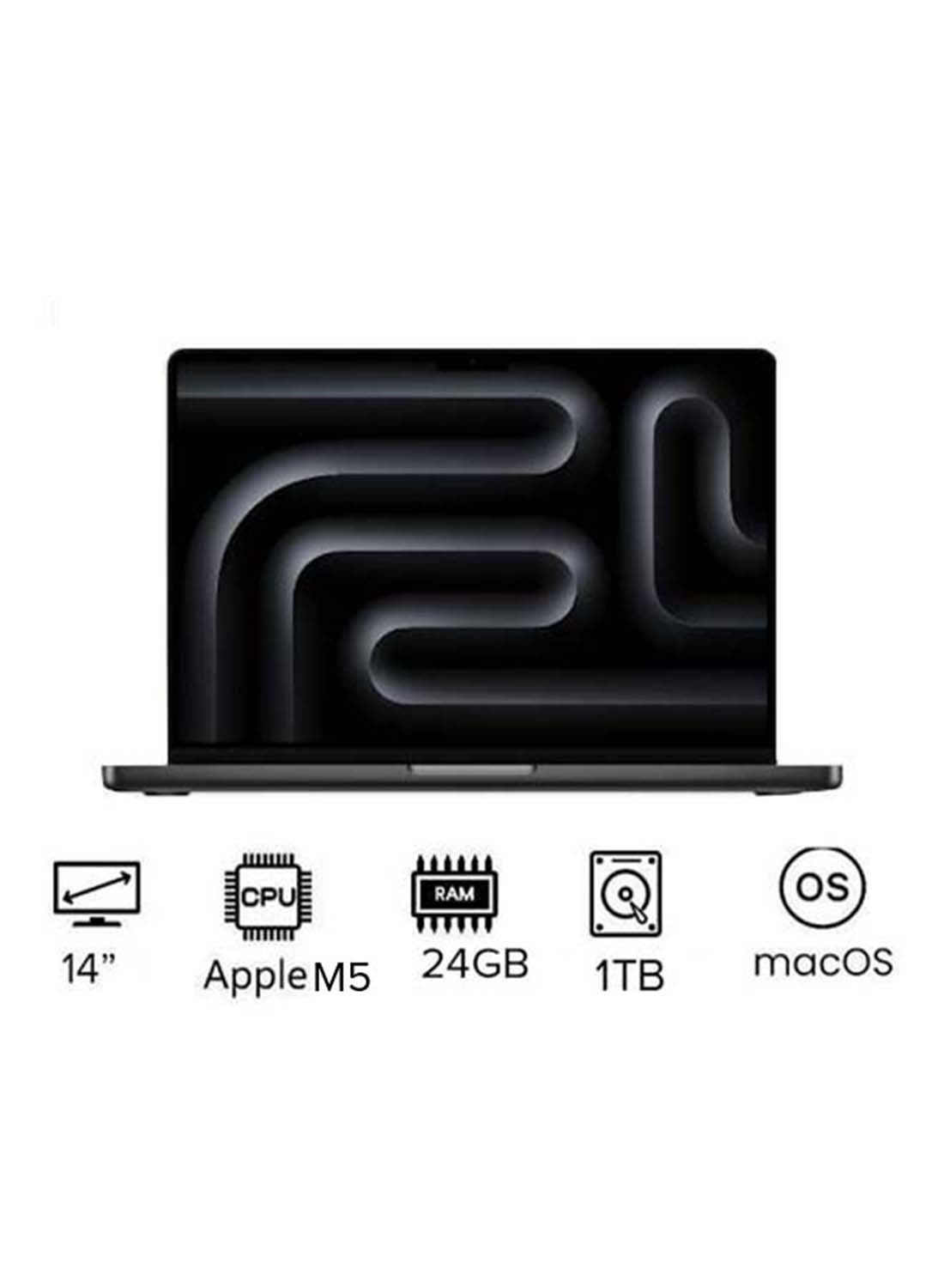 MacBook Pro MDE34 | 14 Inch Display | Apple M5 Chip | 10-Core CPU And 10-Core GPU | 24GB RAM | 1TB SSD | macOS | English Keyboard | International Version | English Space Black image 1