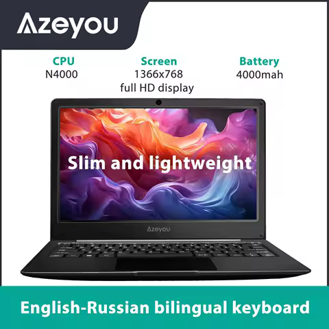 11.6 Inch Laptop, OS 11 Pro System Laptops, Slim and Lightweight Notebook HD Display, Russian- English Keyboard,Type_C 4000mAh image 1