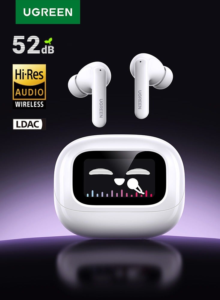 EchoBuds Magic White Bluetooth ANC 52dB In-Ear Wireless Headphones with Smart Touch Screen, 12 One-Touch Functions, Battery Life (6H for Headphones, 3