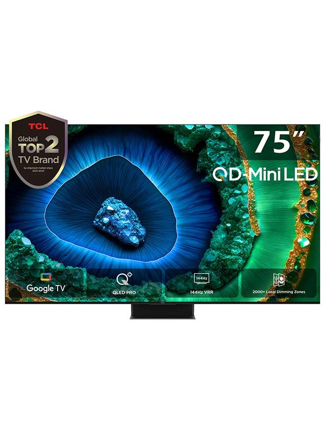 Television 75 Inch Smart TV 4K QD-Mini LED HDR Google TV, 3500nits, ONKYO 2.2.2ch, 144Hz VRR+240Hz DLG, Imax Enhanced, Ultra-slim Design - 1 Year Warr