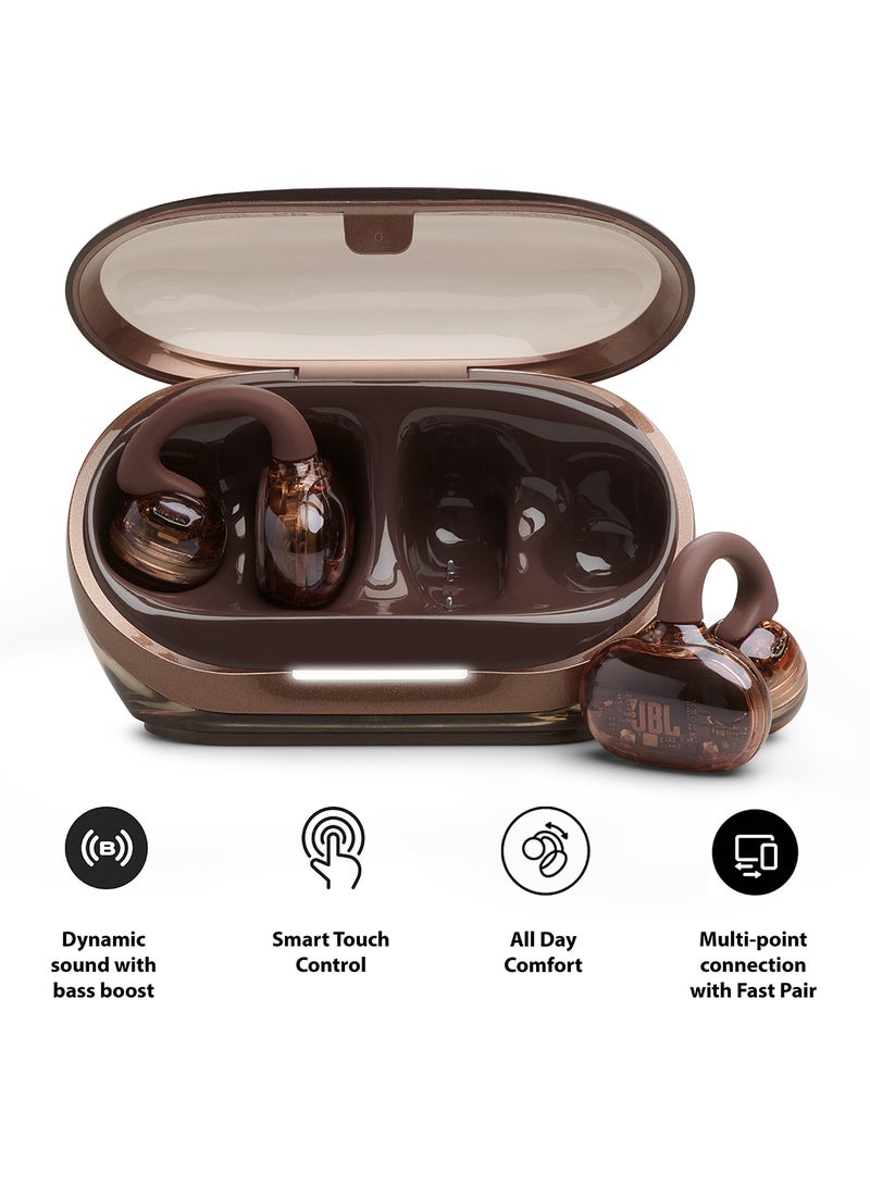 JBL Soundgear Clips True Wireless Open-Ear Headphones, SonicArc Design, Up to 32 Hours Total Playtime, 4 Beamforming Mics, IP54 Water & Dust-Resistant, JBL OpenSound Technology, Ghost Copper Ghost Copper image 1